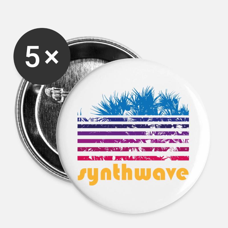 synthwave pandanus - Buttons small 1''/25 mm (5-pack) - white