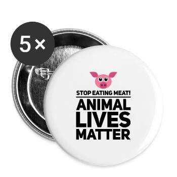 Vegan Végétalien végétarien nourriture végétalienne cadeau - Lot de 5 petits badges (25 mm) - blanc - Devant