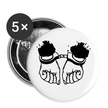 Hände und Handschellen - Buttons klein 25 mm (5er Pack) - Weiß - Vorne