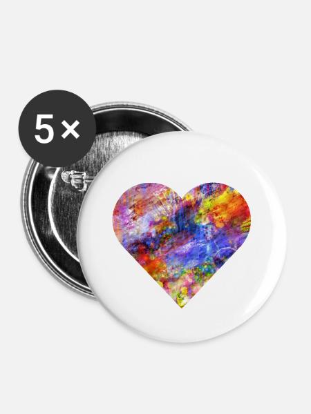 Ich liebe Farbe - Buttons klein 25 mm (5er Pack) - Weiß