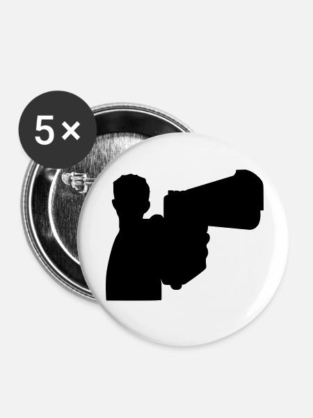 Mann mit Waffe - Buttons klein 25 mm (5er Pack) - Weiß