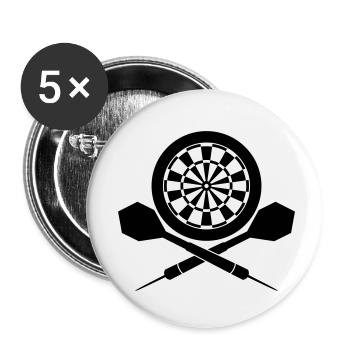 Darts Board Logo - Buttons klein 25 mm (5er Pack) - Weiß - Vorne