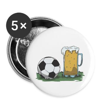 Fußball und Bier Geschenk Idee - Buttons klein 25 mm (5er Pack) - Weiß - Vorne