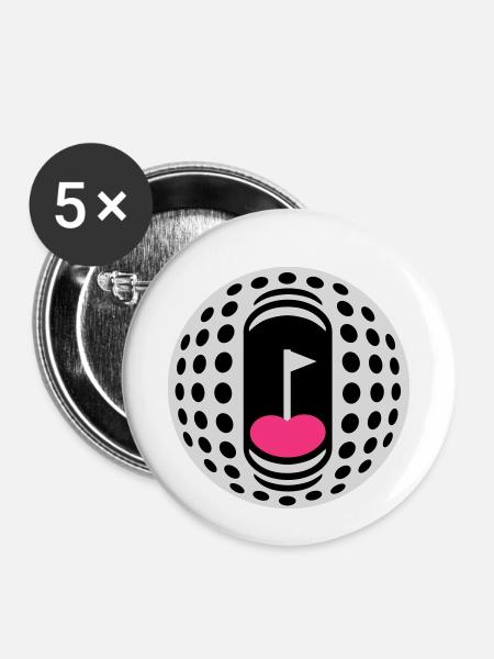 Golfball-Süchtigen - Buttons klein 25 mm (5er Pack) - Weiß