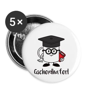 Gscheidhaferl für Besserwisser und Lehrer - Buttons klein 25 mm (5er Pack) - Weiß - Vorne