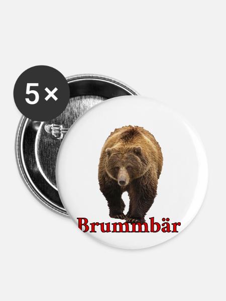 Brummbär - Buttons klein 25 mm (5er Pack) - Weiß
