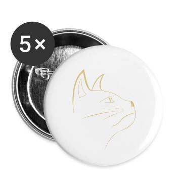 Cat face animal gift - Buttons small 1''/25 mm (5-pack) - white - Front