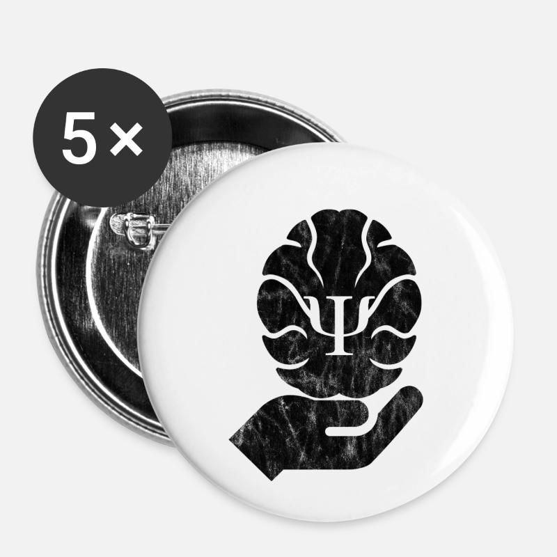 Psychology Psi brain gift idea student - Buttons small 1''/25 mm (5-pack) - white