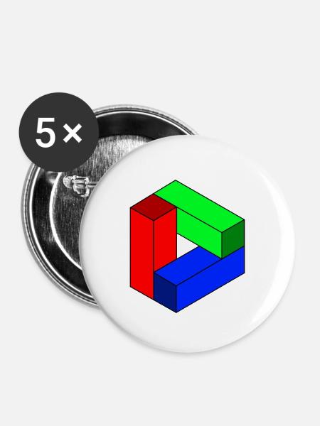 Illusion - Buttons klein 25 mm (5er Pack) - Weiß