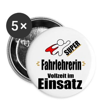 Fahrlehrerin Fahrschule Fahrlehrer Führerschein - Buttons klein 25 mm (5er Pack) - Weiß - Vorne