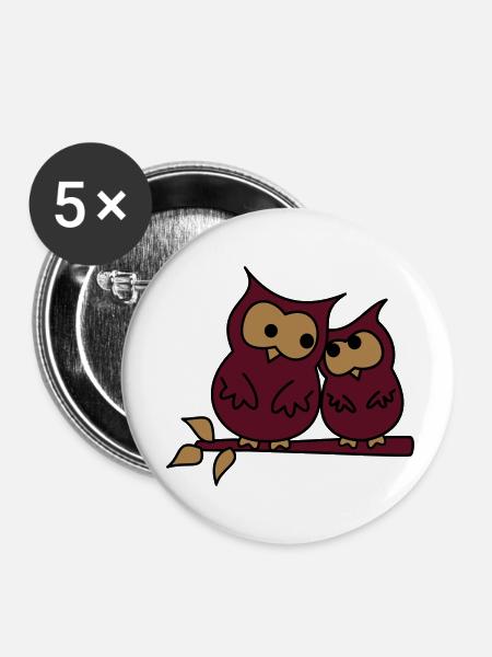 owls in love - Buttons klein 25 mm (5er Pack) - Weiß