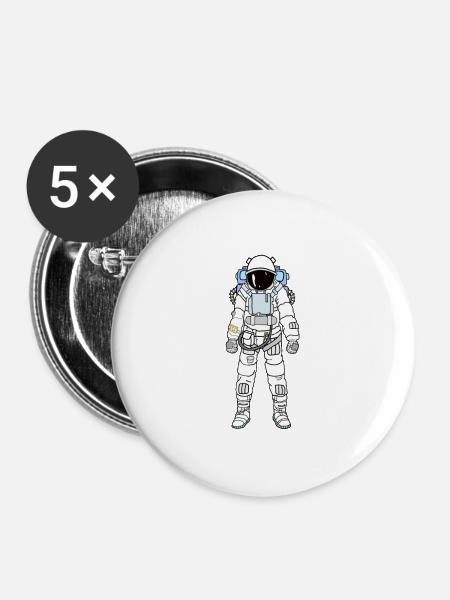 Astronaut Kosmos - Buttons klein 25 mm (5er Pack) - Weiß