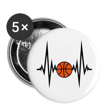heartbeat basketball pulse frequency hit goal im - Buttons small 1''/25 mm (5-pack) - white - Front