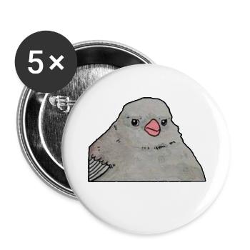 Memes d'oiseaux agacés - Lot de 5 petits badges (25 mm) - blanc - Devant