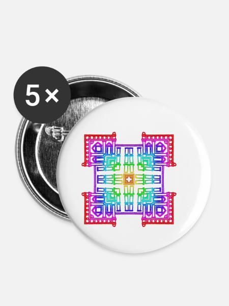 regenbogen geomertische figur - Buttons klein 25 mm (5er Pack) - Weiß
