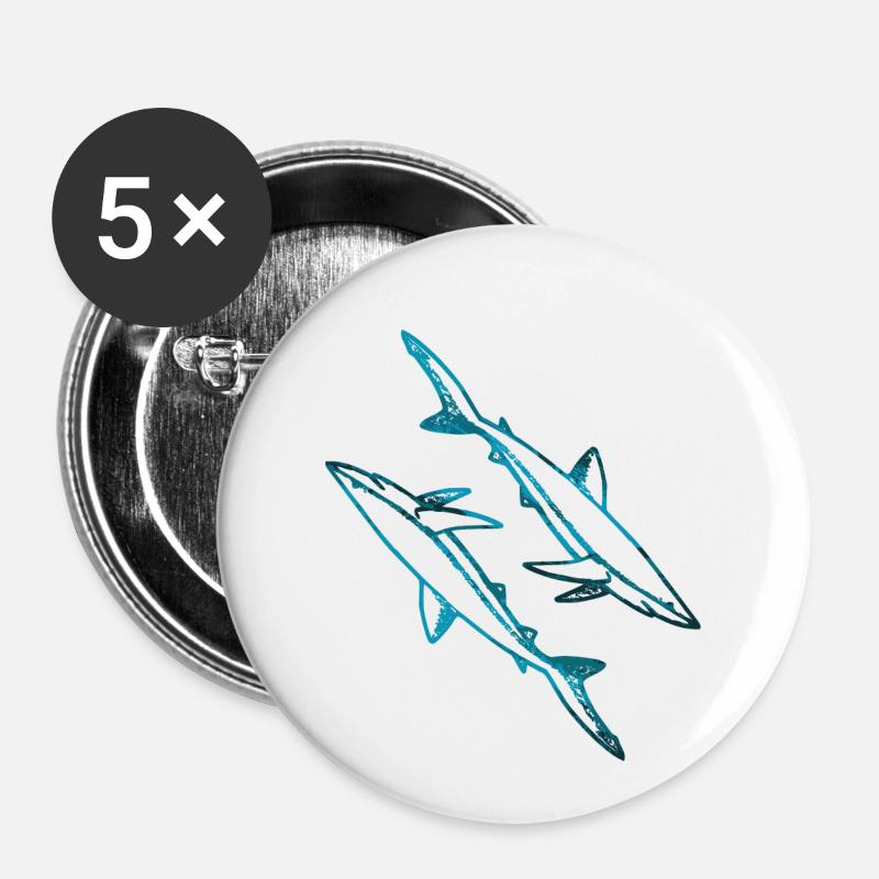 sharks - Buttons small 1''/25 mm (5-pack) - white