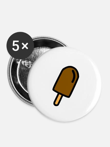 Ein braunes Schokoladeneis am Stiel - Buttons klein 25 mm (5er Pack) - Weiß