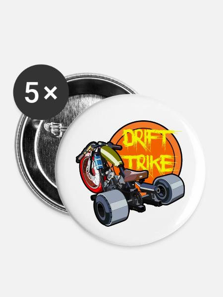 Drift-Trike - Buttons klein 25 mm (5er Pack) - Weiß