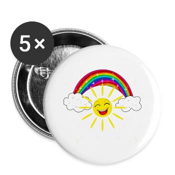 Cadeau de soleil rire arc-en-ciel pour les enfants - Lot de 5 petits badges (25 mm) - blanc - Devant