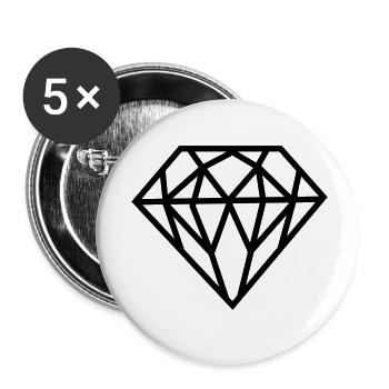 Diamant - Lot de 5 petits badges (25 mm) - blanc - Devant