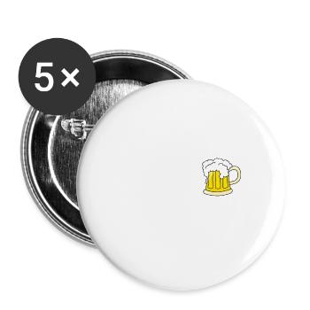 "Cold beer is also cooking" imprint - Buttons small 1''/25 mm (5-pack) - white - Front