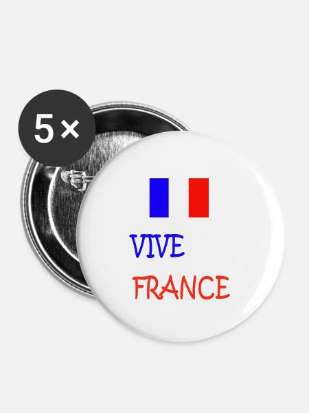 Frankreich - Buttons klein 25 mm (5er Pack) - Weiß