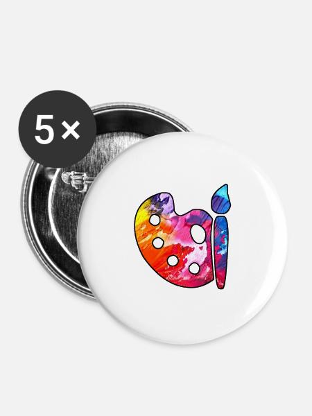 Maler - Buttons klein 25 mm (5er Pack) - Weiß