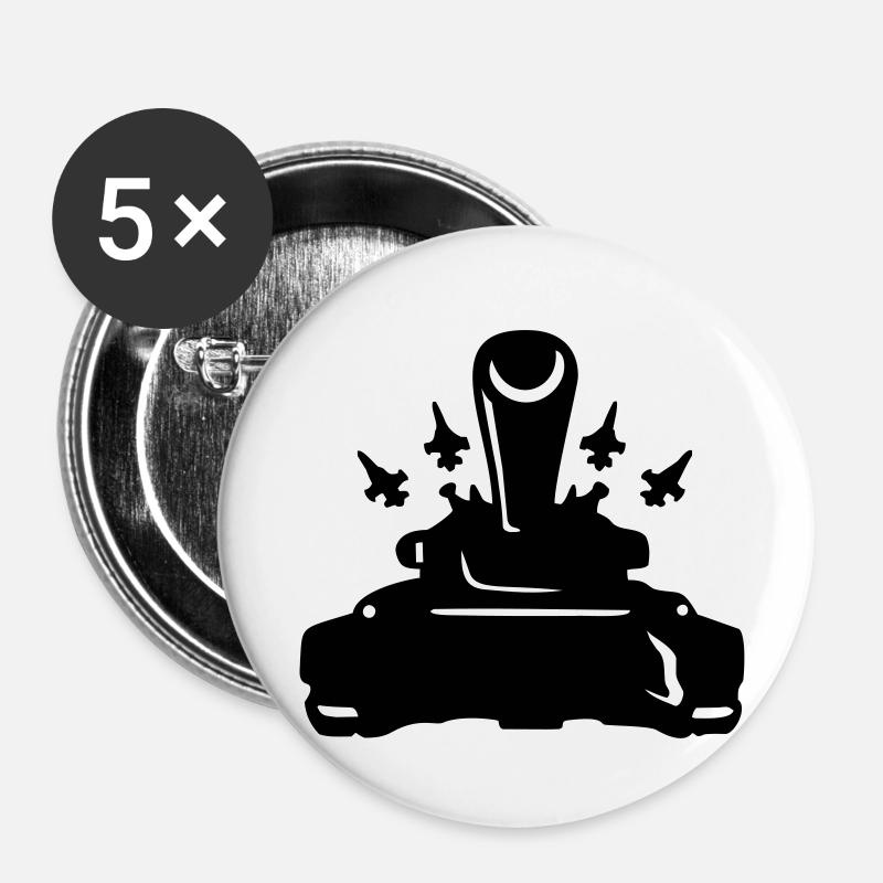 panzer_mit_flugzeugstaffel - Buttons klein 25 mm (5er Pack) - Weiß