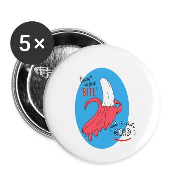 Pink banana - Buttons small 1''/25 mm (5-pack) - white - Front