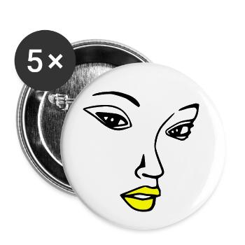 Cool Pretty Woman Face by Milaino - Buttons small 1''/25 mm (5-pack) - white - Front