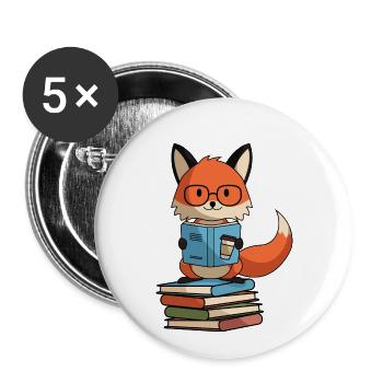 Schlaufuchs plus malin - Lot de 5 petits badges (25 mm) - blanc - Devant