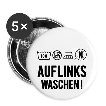 Gegen Nazis Anti Nazi auf links waschen Geschenk - Buttons klein 25 mm (5er Pack) - Weiß - Vorne