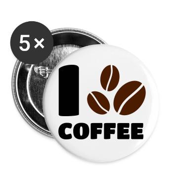 I love Coffee - Buttons klein 25 mm (5er Pack) - Weiß - Vorne