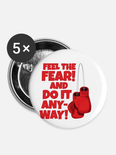 Fell the fear, Boxen - Buttons klein 25 mm (5er Pack) - Weiß