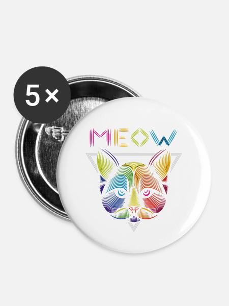 Katze, Kater - Buttons klein 25 mm (5er Pack) - Weiß
