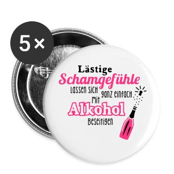 Alkohol - Spruch - Sekt - Prosecco - Party - 2C - Buttons klein 25 mm (5er Pack) - Weiß - Vorne