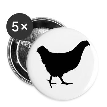 En cours d'exécution poule poulet - Lot de 5 petits badges (25 mm) - blanc - Devant