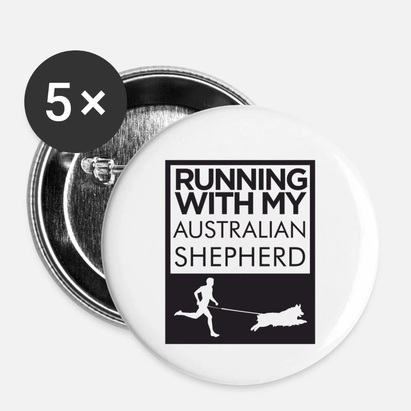 Australischer Schäferhund Hunderasse - Buttons klein 25 mm (5er Pack) - Weiß