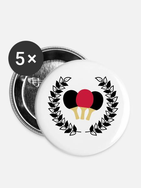 Tischtennis - Buttons klein 25 mm (5er Pack) - Weiß