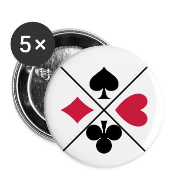 symboles de jeu de cartes - Lot de 5 petits badges (25 mm) - blanc - Devant