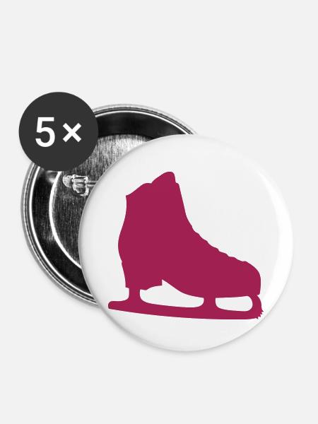 Schlittschuh-Eisschuhfigur - Buttons klein 25 mm (5er Pack) - Weiß
