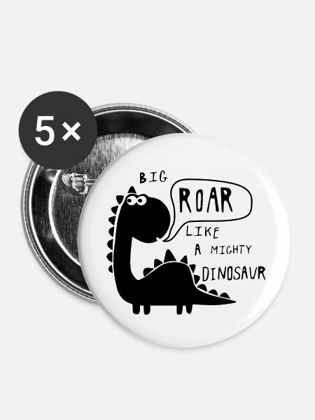 Big roar Dinosaurier - Buttons klein 25 mm (5er Pack) - Weiß