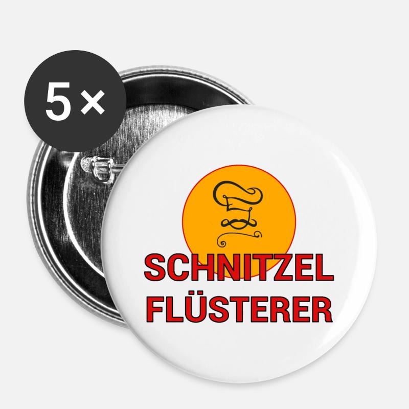 Schnitzel Flüsterer Koch kochen Köchin Geschenk - Buttons klein 25 mm (5er Pack) - Weiß
