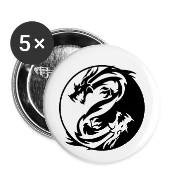 Yin Yang Dragons - Lot de 5 petits badges (25 mm) - blanc - Devant