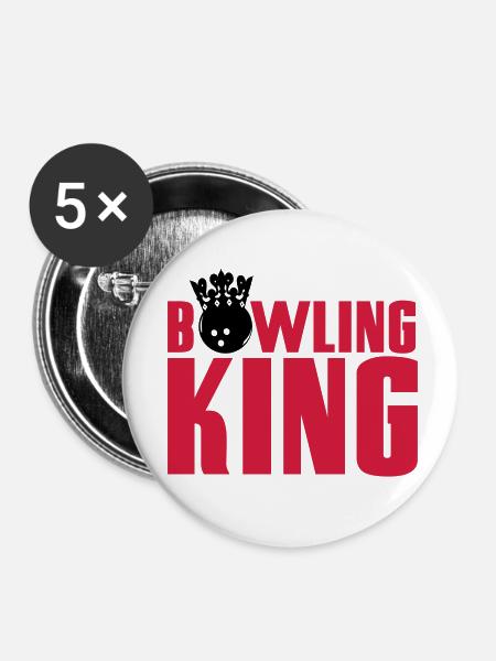 Bowling King - Buttons klein 25 mm (5er Pack) - Weiß