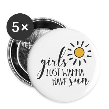 Girl Power Design Inspiring Sun - Buttons small 1''/25 mm (5-pack) - white - Front