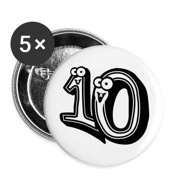 conception 3d du dessin animé comique 10-dix - Lot de 5 petits badges (25 mm) - blanc - Devant