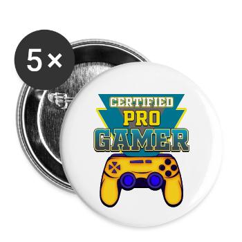 GAMER - Buttons klein 25 mm (5er Pack) - Weiß - Vorne