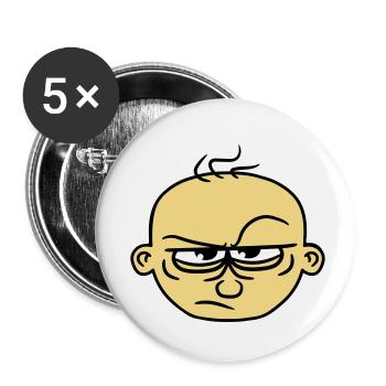visage dessin animé comique cliparts mal furieux fou - Lot de 5 petits badges (25 mm) - blanc - Devant