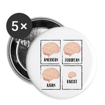 Nazis Rassisten | Antifa Statement Shirt Geschenk - Buttons klein 25 mm (5er Pack) - Weiß - Vorne